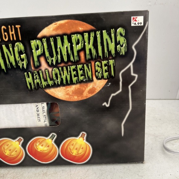 Vintage Pumpkin Hard Plastic 20 Pumpkins Flashing String Light Set - Picture 5 of 10